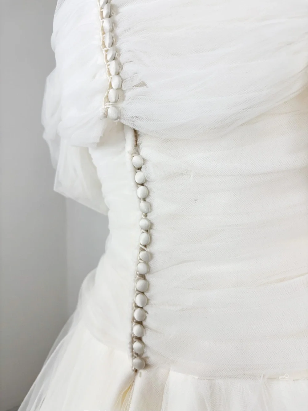 Vintage Oscar de la Renta Ivory Tulle Strapless Wedding Gown Sz S - Picture 6 of 16